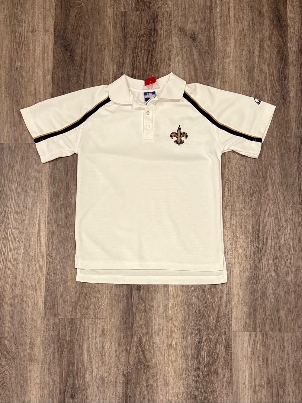 NFL New Orleans Saints White Polo Shirt with Fleur-de-lis